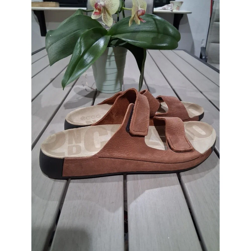 ECCO 2nd Cozmo Mens Sz EU 46 US 12-12.5 Brown 3 Band Ankle Open Toe Sandals SB6